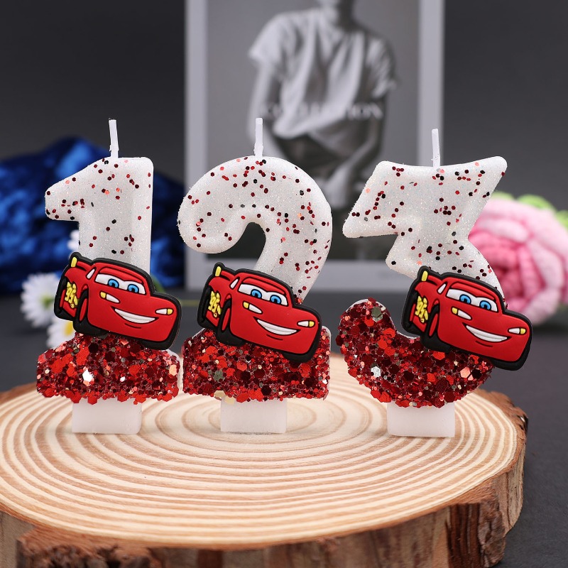 Lighting Mcqueen Decor - Мультяшные цифры 0-9 для украшения торта,