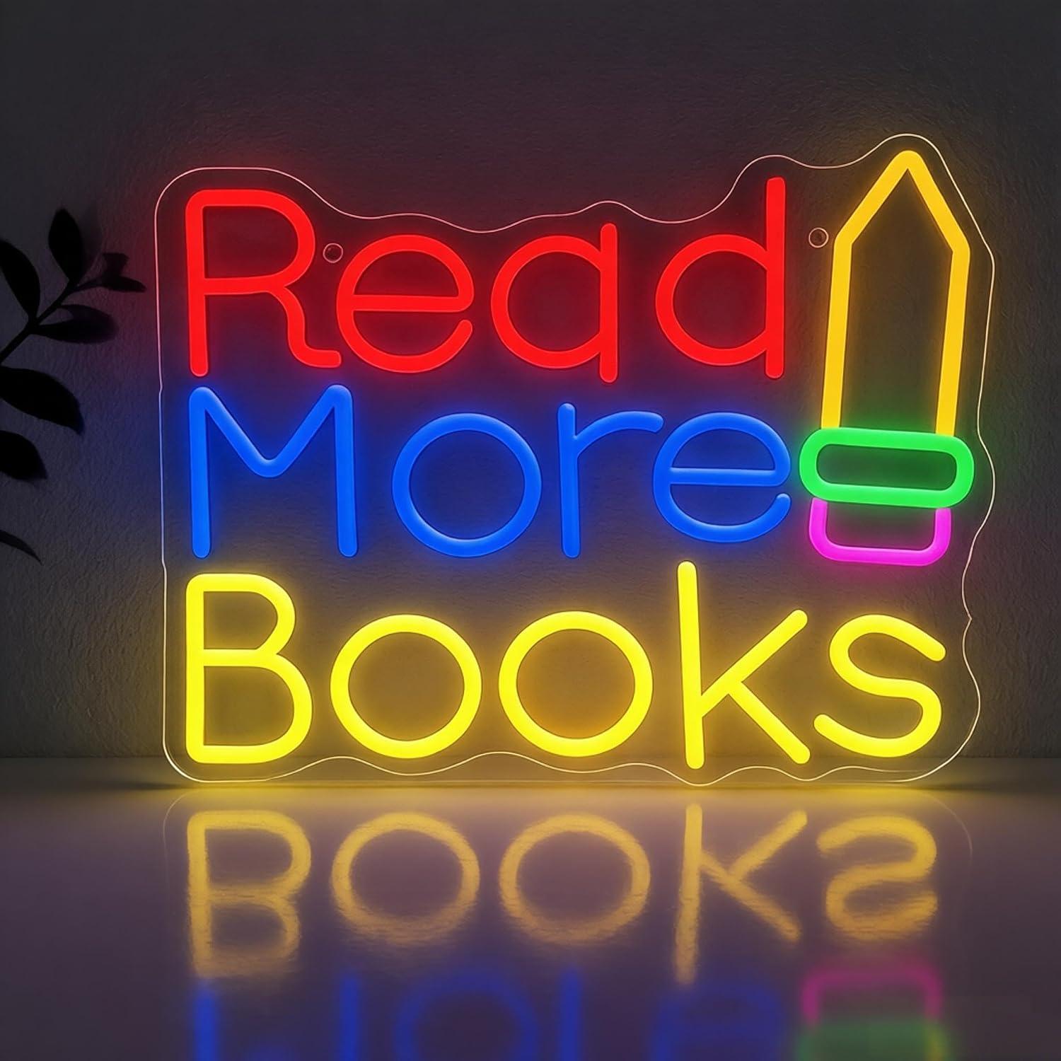Lighting Decor And More - Неоновая вывеска «Читайте больше книг» с