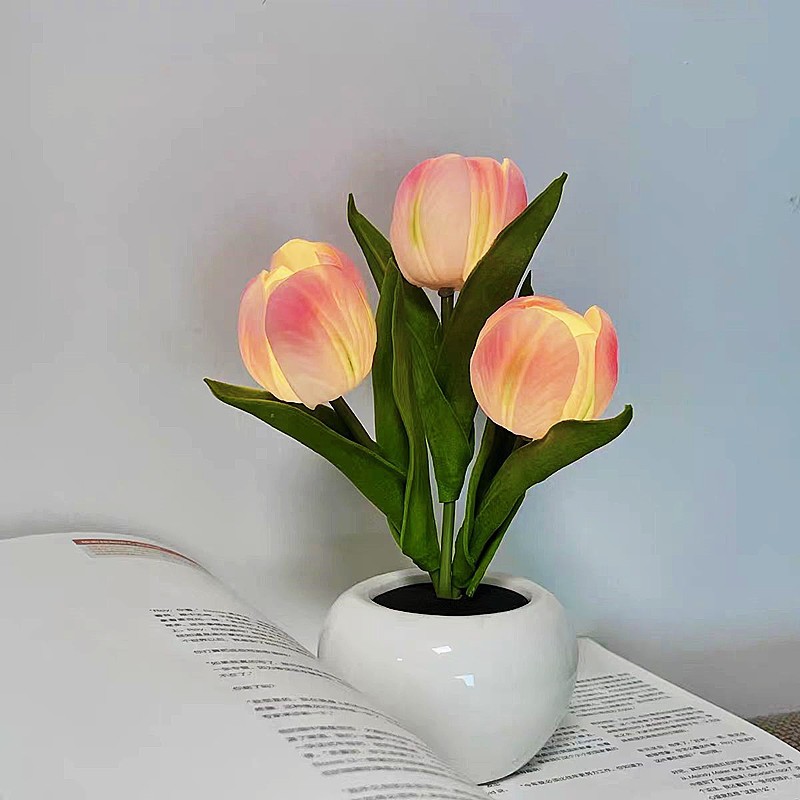 Ambient Lighting Decor For Room - Светодиодная лампа-тюльпан: ночник с имитацией цветка,
