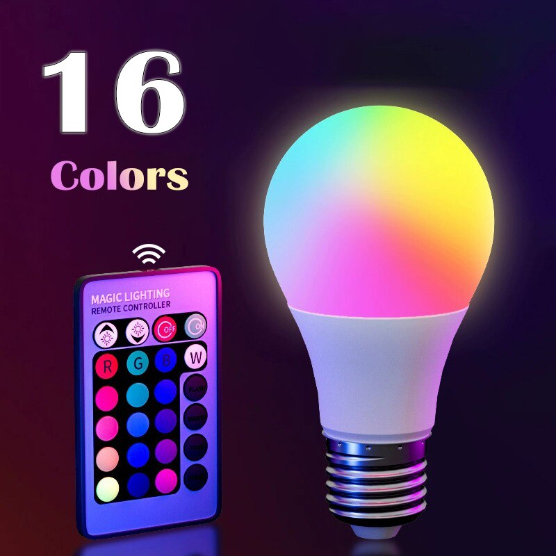 Colour Changing Bulb - Светодиодная RGB-лампа на 16 цветов, многоцветная,